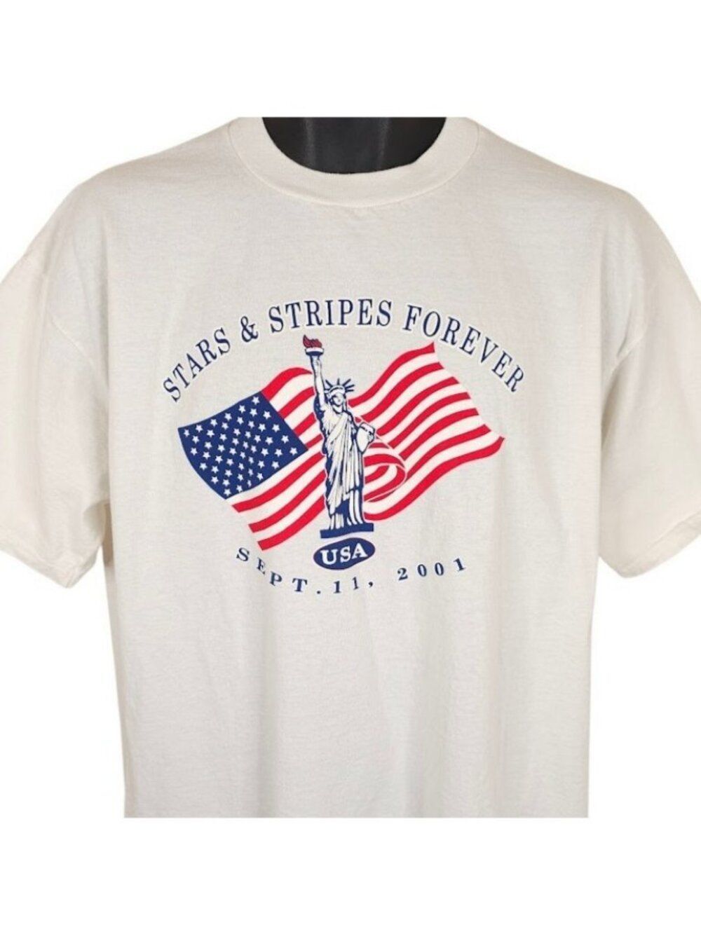 Vintage September 11 T Shirt Mens Size XL White Y2K 911 Stars & Stripes Forever